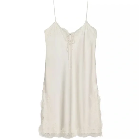NWT Zara Women’s Lace Slip Dress Top, Beige Small 5919 - Picture 2 of 7